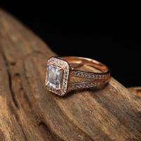 Gümüş baget zirkon taşlı model rose gold trend bayan yüzük takı