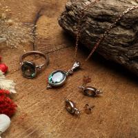 Gümüş mistik topaz taşlı model rose gold trend bayan üçlü takı set