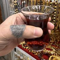 Gümüş tasarım gravür işlemeli okçu zihgir baş parmak yüzük takı