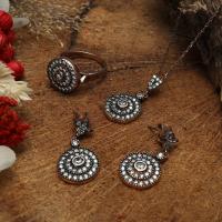 Gümüş zirkon taşlı model rose gold trend bayan üçlü takı set