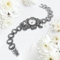 925 ayar gümüş El yapımı Tasarım margazit taşlı çiçek Model trend aksesuar Bayan kol saat