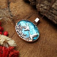 Gümüş Okyanus Sedefli uçan leylekler model üç boyutlu tasarım trend madalyon Bayan kolye takı 