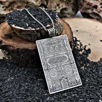 Gümüş Tasarım Kabe Kapısı Hilyei Şerif Dua Erkek Gümüş Madalyon Kolye Takı