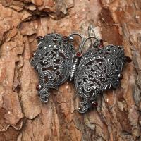 Gümüş Tasarım Kelebek Figürlü Bayan Yaka İğnesi Broş Takı