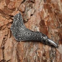 Gümüş Tasarım Yaprak Figürlü Bayan Yaka İğnesi Broş Takı